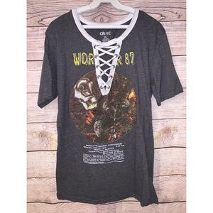 On fire - T-shirt - XL - Women’s - Grey | Women’s Fashion | Printed Screen Top